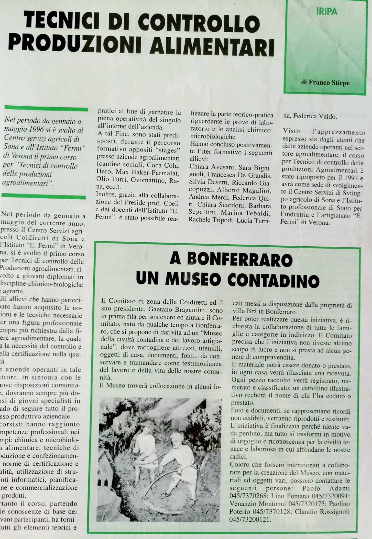 Articolo su "Coltivatore Veronese" 1997